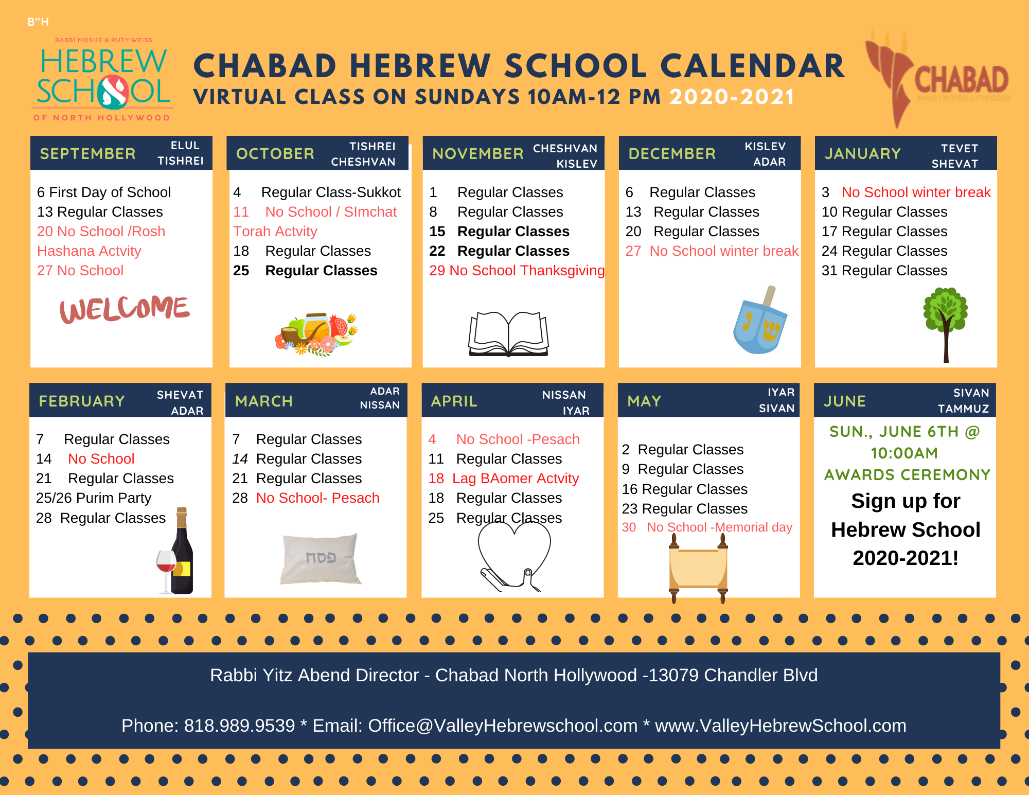 SCHOOL CALENDAR | Hebrew School SCHOOL CALENDAR | Hebrew School